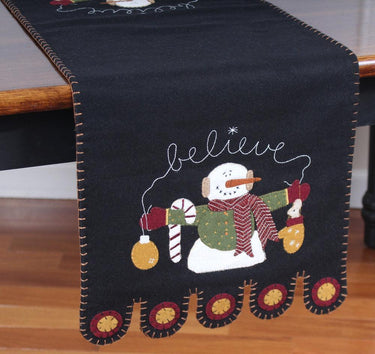 Snowman Believe Black Table Runner TRGP0425 - The Fox Decor